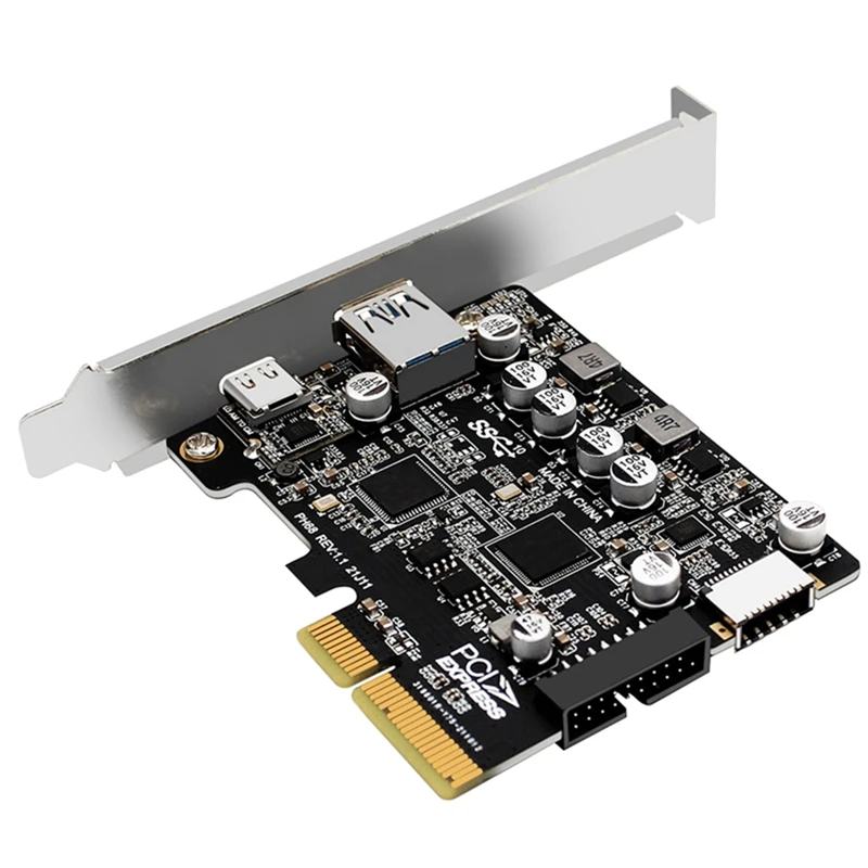 

PCIE3.0 to USB3.2 a Port Type-C Front Type-E 19P/ 20P Full-Interface Expansion Card 10 Gbps High-Speed Adapter Card