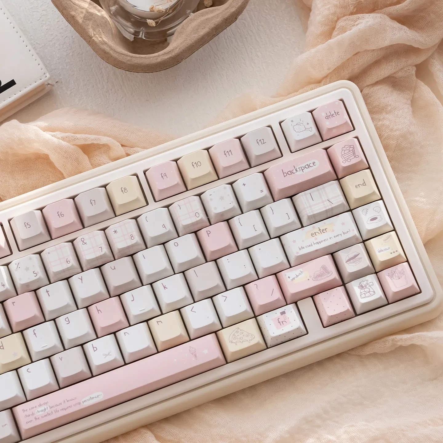 Enengy Boost Theme Keycaps Dye-Sublimation Cherry Profile PBT Keycaps Cute Pink Key Cap For MX Mechanical Keyboard Anne GH60