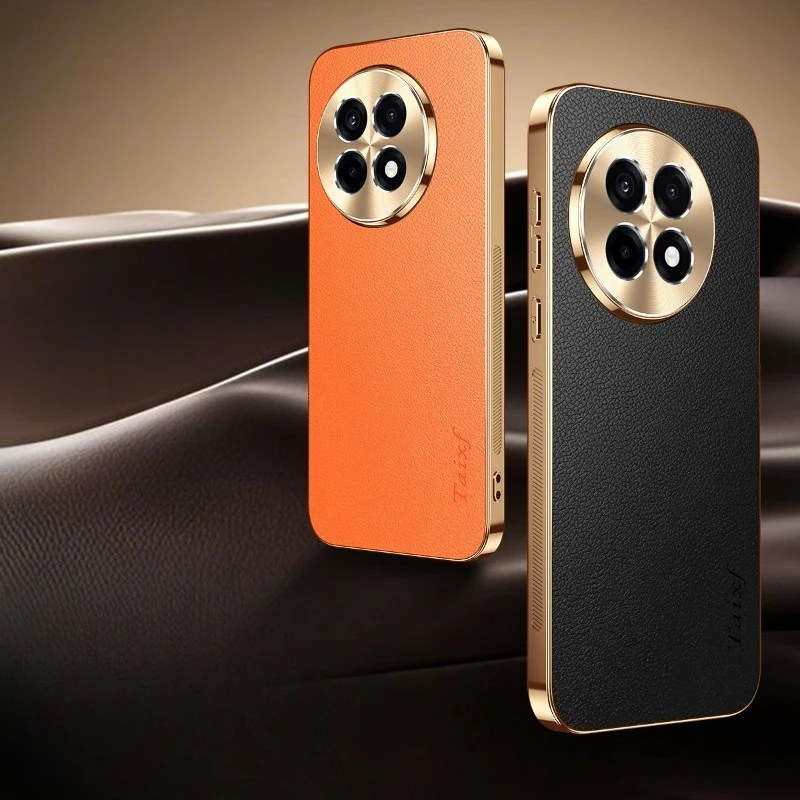 Case For 1+ 13 R Leather Texture Lichee Pattern Plating Cover For OnePlus Ace 5 1+ Ace3 2 Pro Shockproof Protection Cases