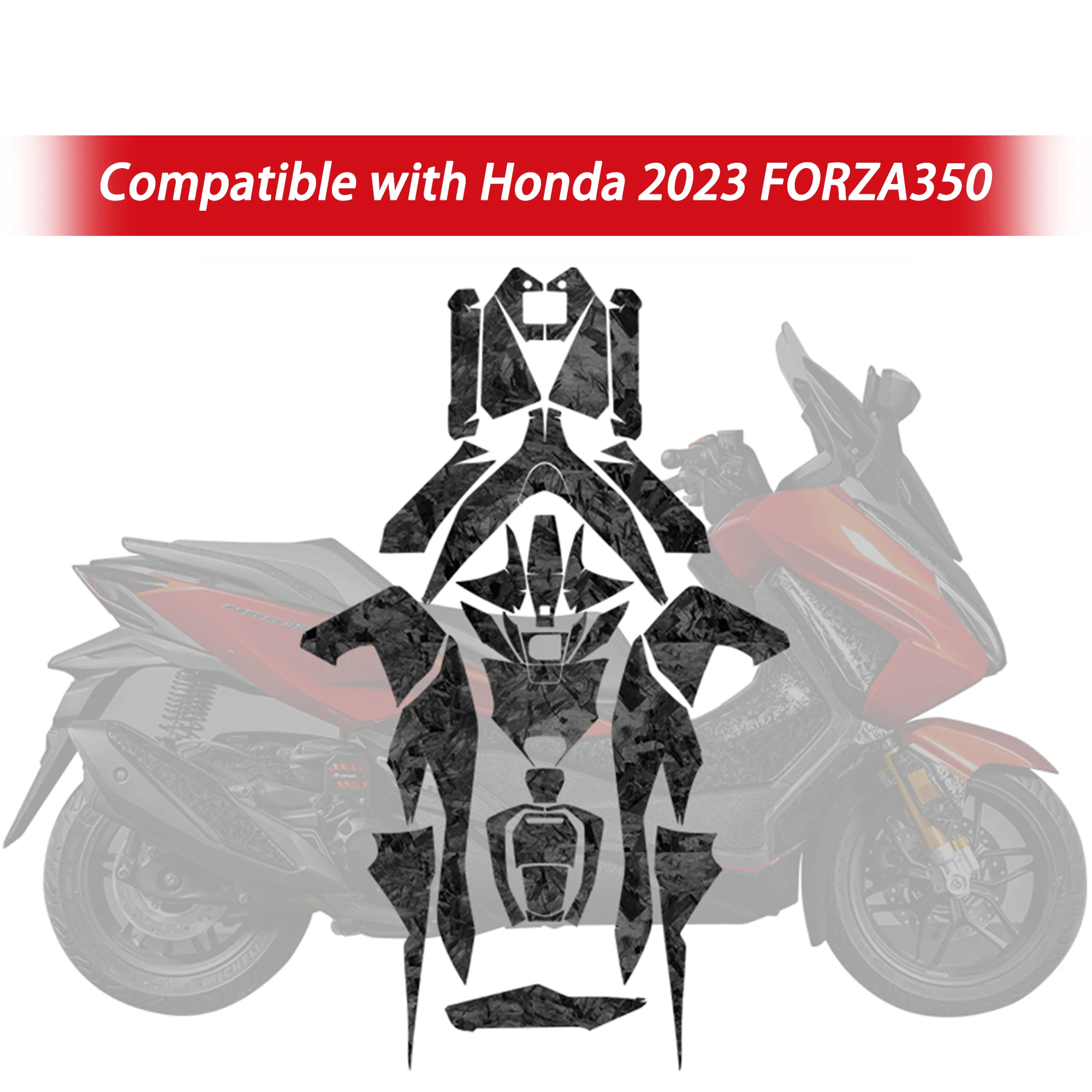 Compatible with 2023 Honda FORZA 350 Motorcycle Forged Carbon Fiber Tank Protector Sticker Decal Anti‑Scratch Accessories