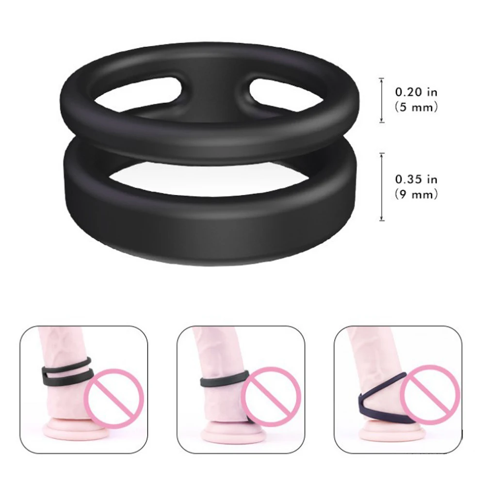 Semen Lock Ring, Silicone Dual Cock Ring for Longer, Harder, Stronger Erections, Erection Enhancing - Soft Silicone, Waterproof