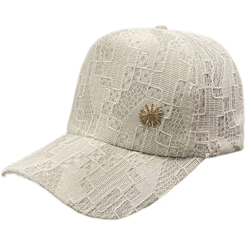 

Korean Style Ins Thin Sun Logo Lace Breathable Peaked Cap Women's Spring And Summer Fashion All-match Sun-proof Baseball Cap