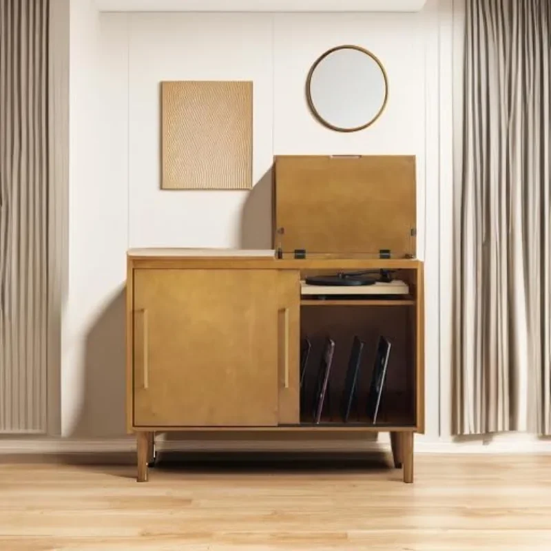 Media Console and Record Player Stand with Storage