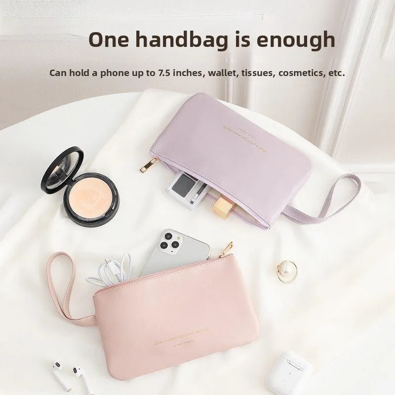 Portable Women's Mobile Phone Bag Handheld Summer Small Wallet Storage Case Lightweight Square PVC Pure Color Youth Fashion