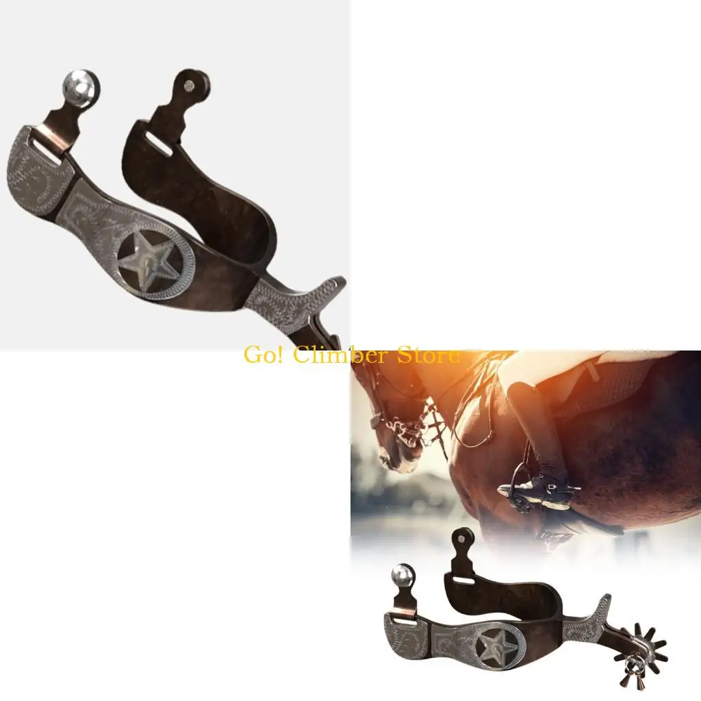 Q84C Western Heel Gear Pair with Slot Mount and Metal Charm Horse Riding Equipment