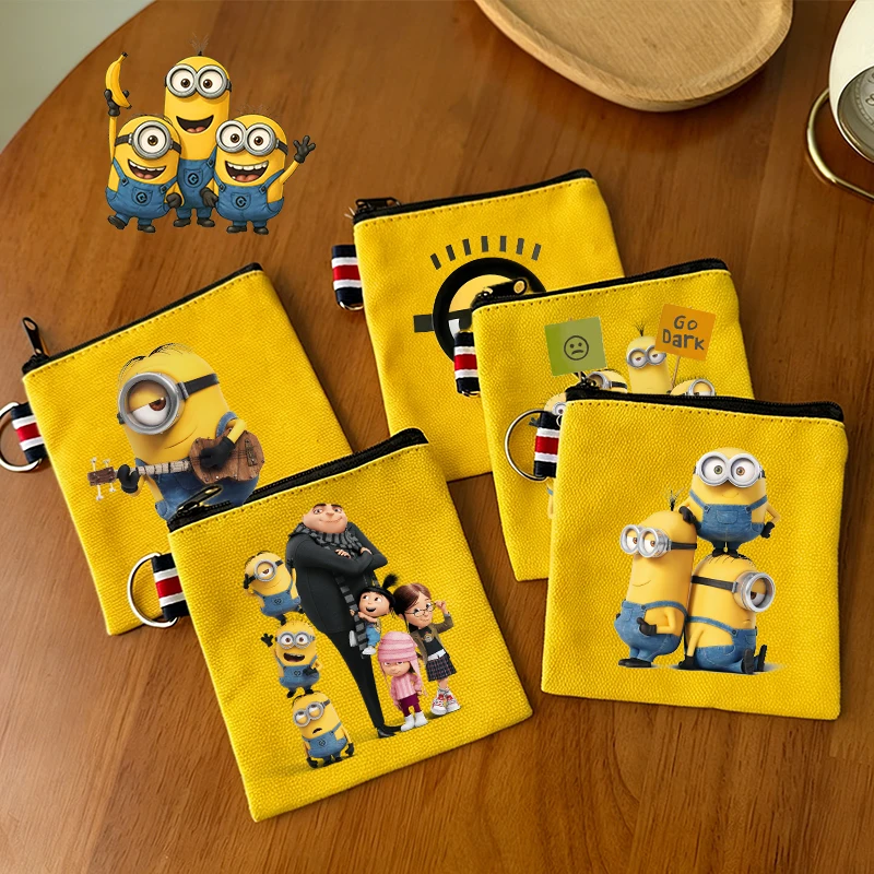 Monedero de Lona Multifuncional con Diseño de Minions y Plátanos, Estuche Pequeño de Moda, Regalo para Parejas
