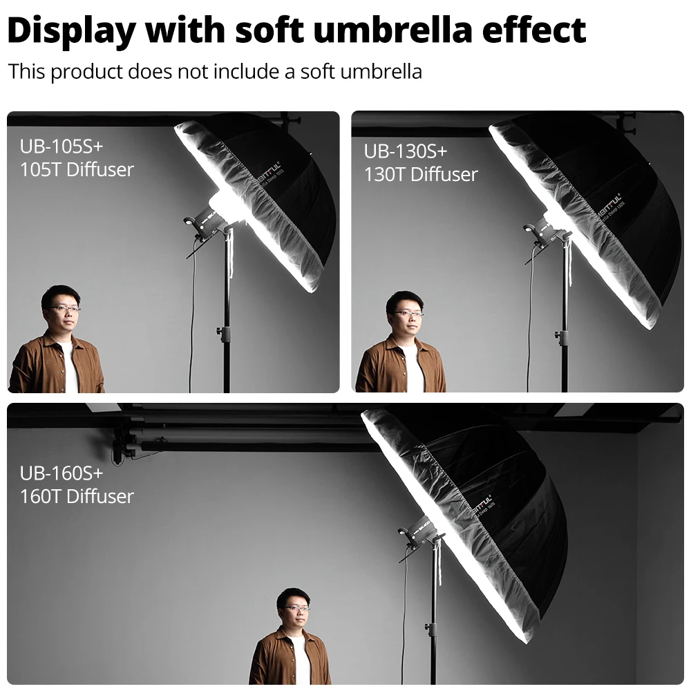 AMBITFUL 105 سنتيمتر 130 سنتيمتر 160 سنتيمتر مظلة الناشر أبيض شفاف أسود عاكس غطاء مظلة مكافئ