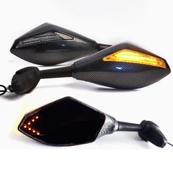 EVOMOSA Motorcycle LED Turn Signals Mirror Lights Rearview Mirrors Smoke Lens for Suzuki SV650 Katana 600 750 GSX600F GSX750F