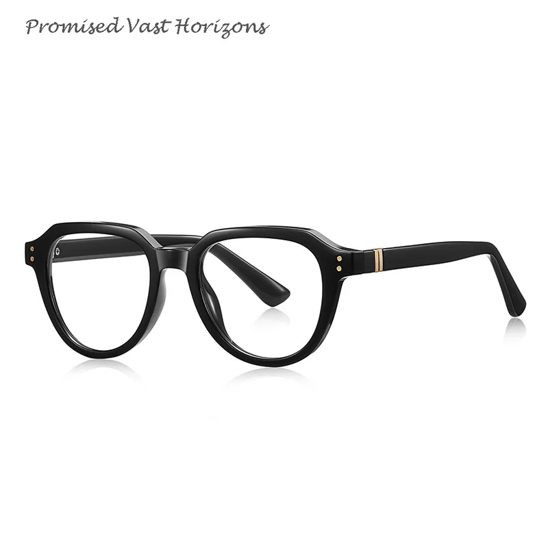 

Shiny Black Stripped Green Anti-blue Glasses Korean Trendy Men's and Women's Thick Edge Needle Inside Temples Eyeglasses Frames