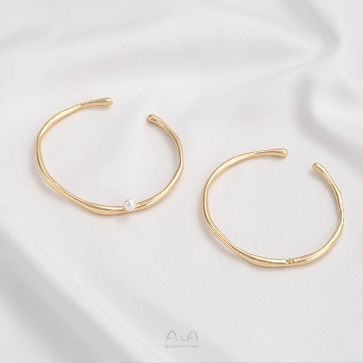 1PCS 14K Gold Plated Irregular Branch OT Clasp Half-hole Bead Cap Open Bangle Handmade DIY Jewelry Making Supplies