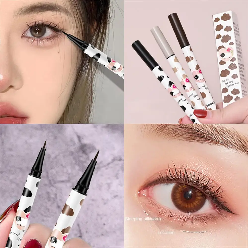 2 pezzi Eyeliner impermeabile penna liscia Eyeliner ad asciugatura rapida duraturo liquido impermeabile sdraiato penna baco da seta trucco impermeabile