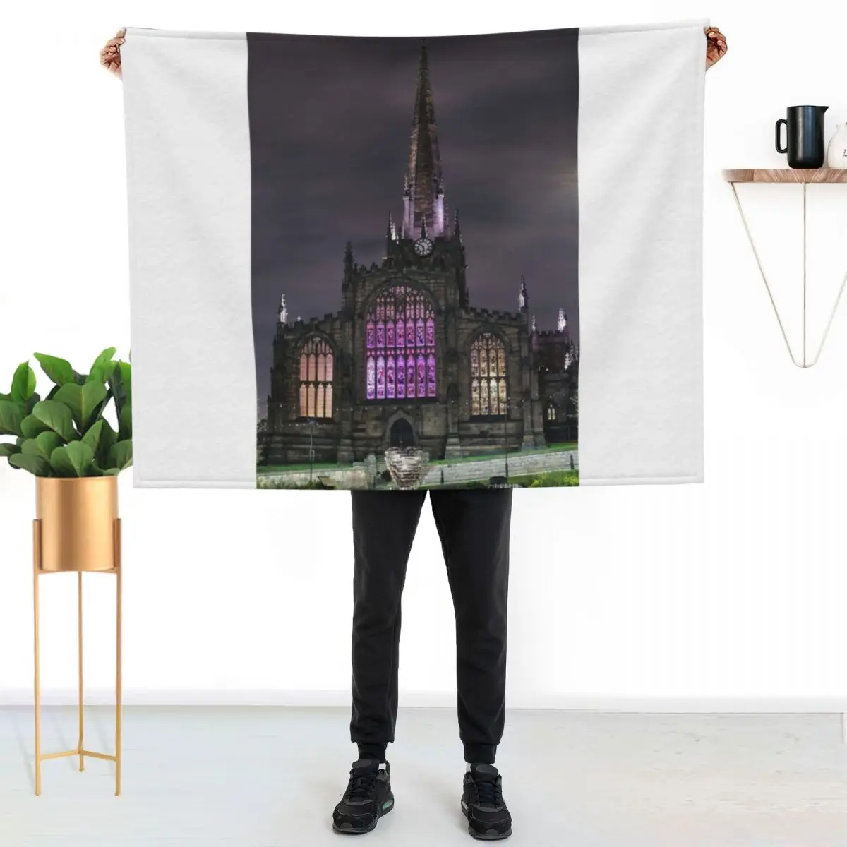Rotherham Minster at night Throw Blanket Vintage Luxury Nap Soft Flannel Fabric Luxury Thicken Blankets