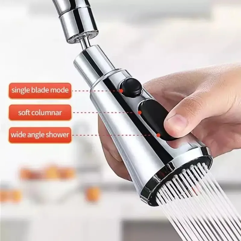 3 in1 Kitchen Replaceable Faucet Sprayer Nozzle ABS Durable Water Tap Water Basin Sink Shower Spray Head Multifunctional Hydrant