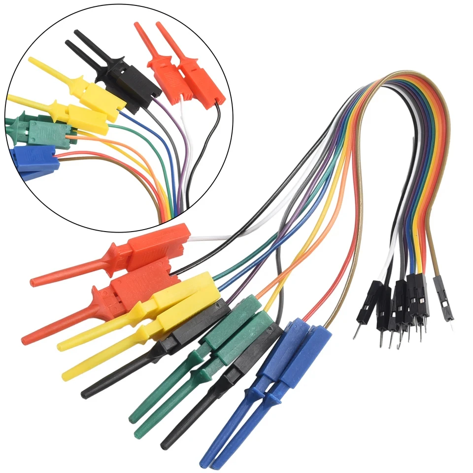 1PC 20cm Length 10Pin Logic Analyzer Cable Test Lead Hook Cable Clamp 5 Color Probe Testing Electrical Equipment High Efficiency