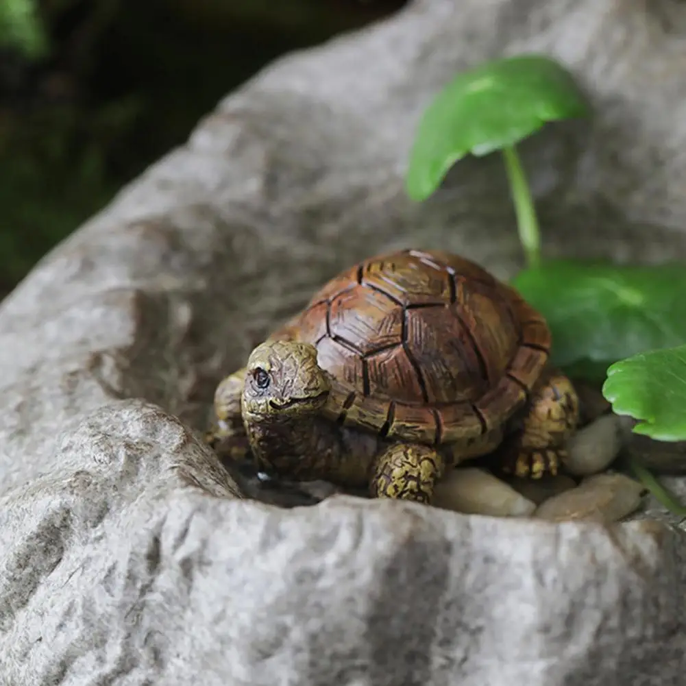 Micro Landscape Turtle Ornaments Waterproof Resin Decorations Waterproof Resin Turtle Figurines Realistic Miniature for Fish