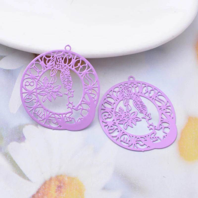 30pcs AD3551 33*31mm Brass Round Dream Catching Charms  Filigree Jewelry  Earring Findings