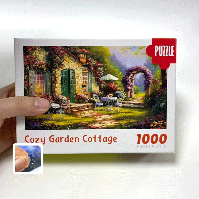จิ๊กซอว์มินิระดับพรีเมียม 1,000 ชิ้น: ฉากกระท่อมสวนแสนสบาย - 38x26 ซม. (15x10 นิ้ว) |   ของขวัญคริสต์มาส