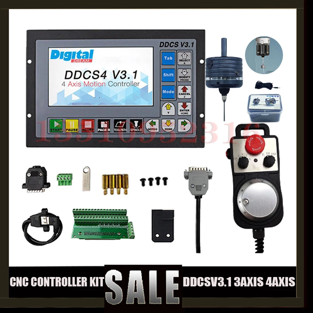 

Ddcsv3.1cnc Offline Independent Controller G Code 3 Axis 4 Axis Motion Control System + Hand Wheel Mpg + 3d Edge Finder