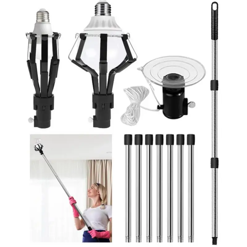 Lightbulb Changer for High Ceilings 13ft Assembled Light Bulb Extension Poles High Ceiling Light Changer with Pole Light Bulb