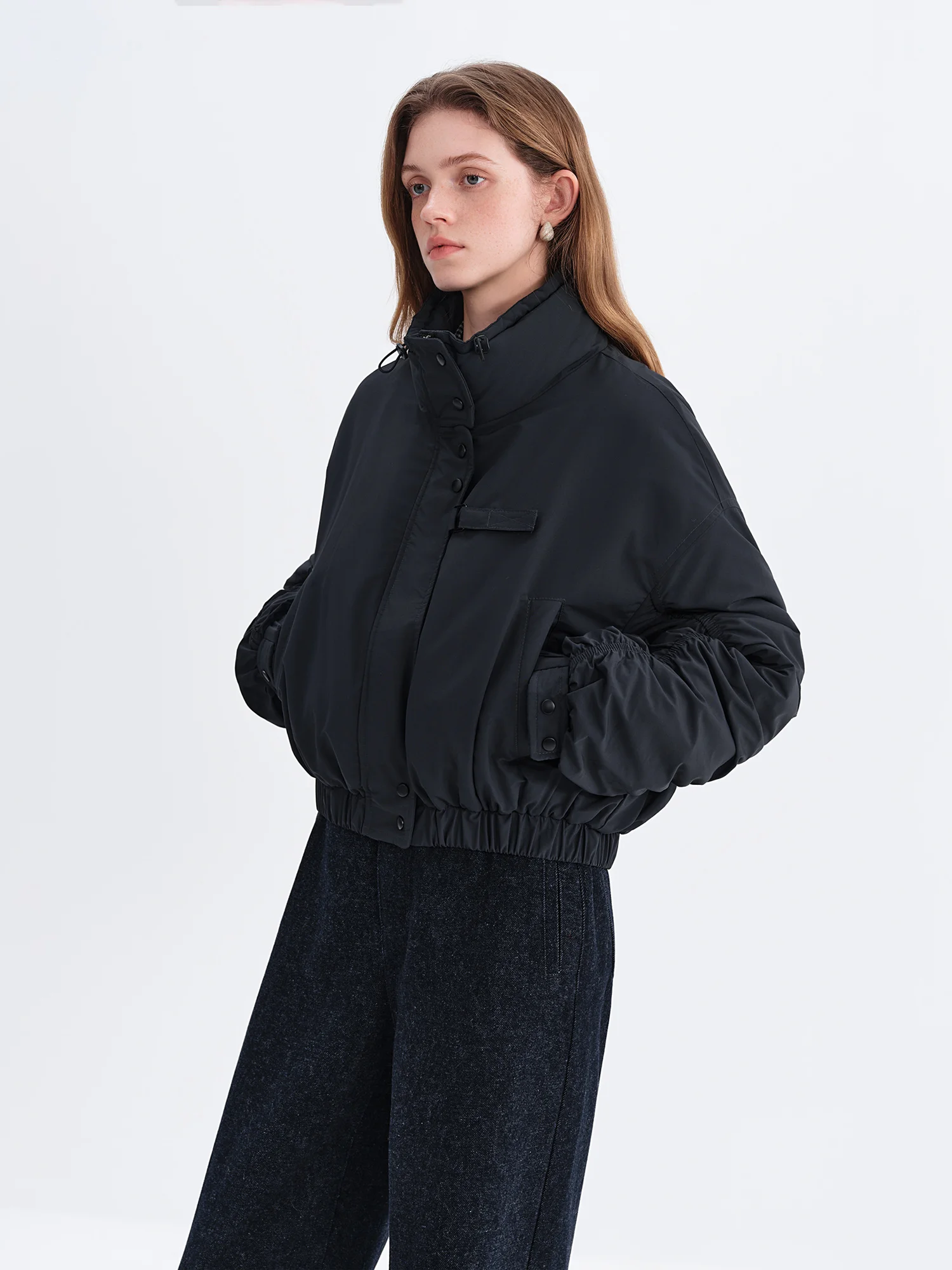FSLE Stand-Up Collar Aviator Short Jacket  Winter 2025 New Arrival Windproof Fleece-Lined for Warmth Short Jackets Winter Coat