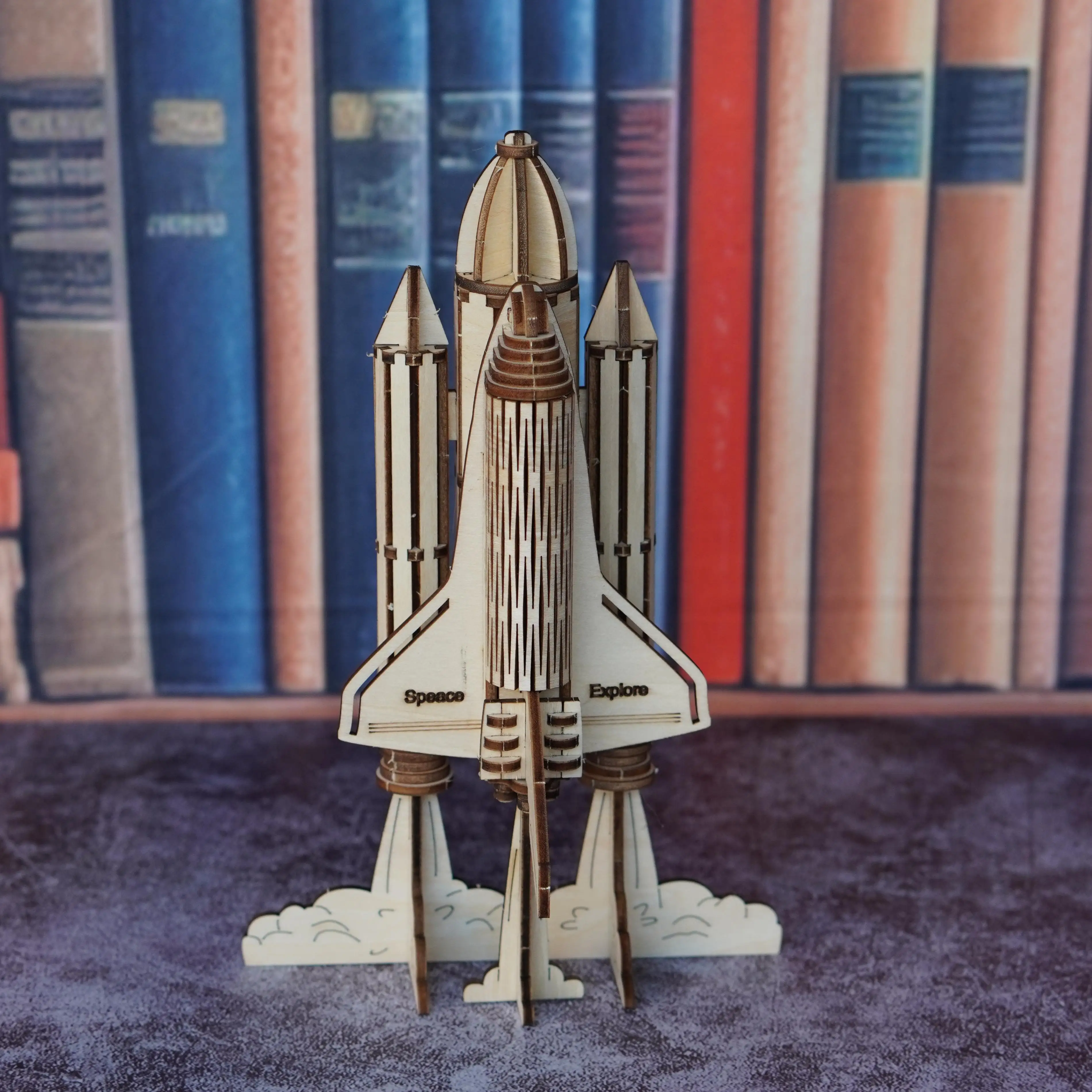 Quebra-cabeça de madeira 3D para adultos modelo de avião kit de brinquedo de bloco de construção de foguete, modelo de montagem DIY feito à mão