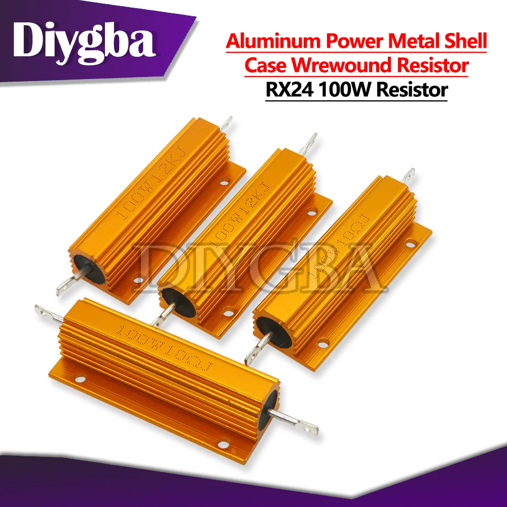 100W Aluminum Power Metal Shell Case Wirewound Resistor 0.01~100K 1 2 3 5 6 8  1K 10K 100K 220 ohm DIYGBA RX24 resistance