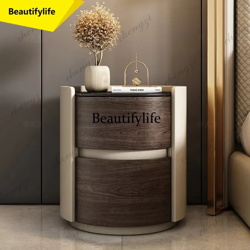 M9344 Elegant Night Table Aesthetic Design Round Modern Bedside Cabinet Minimalist Luxury Comodini Camera Da Letto