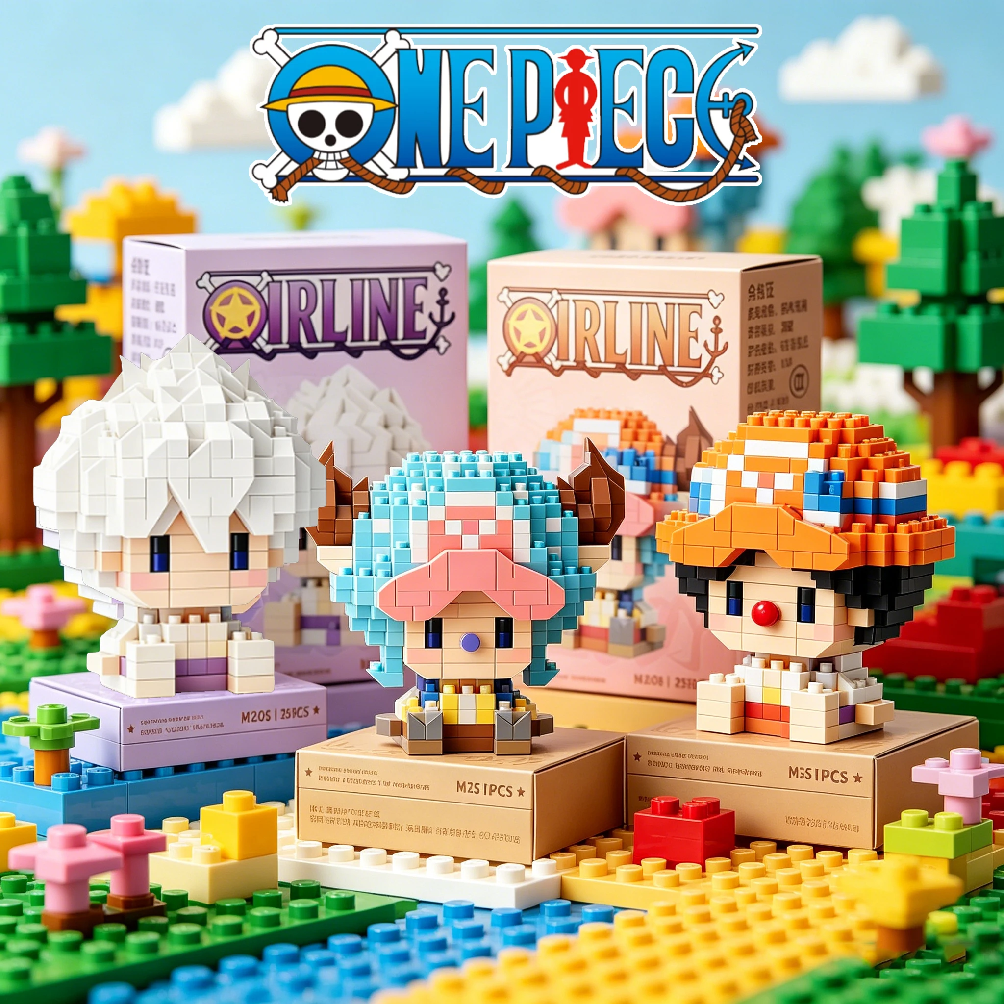 Mundo de Blocos One Piece |   Deus do Sol Nika Luffy Chopper Ace Buggy |   Brinquedos de Montagem de Blocos Micro 3D, Presentes