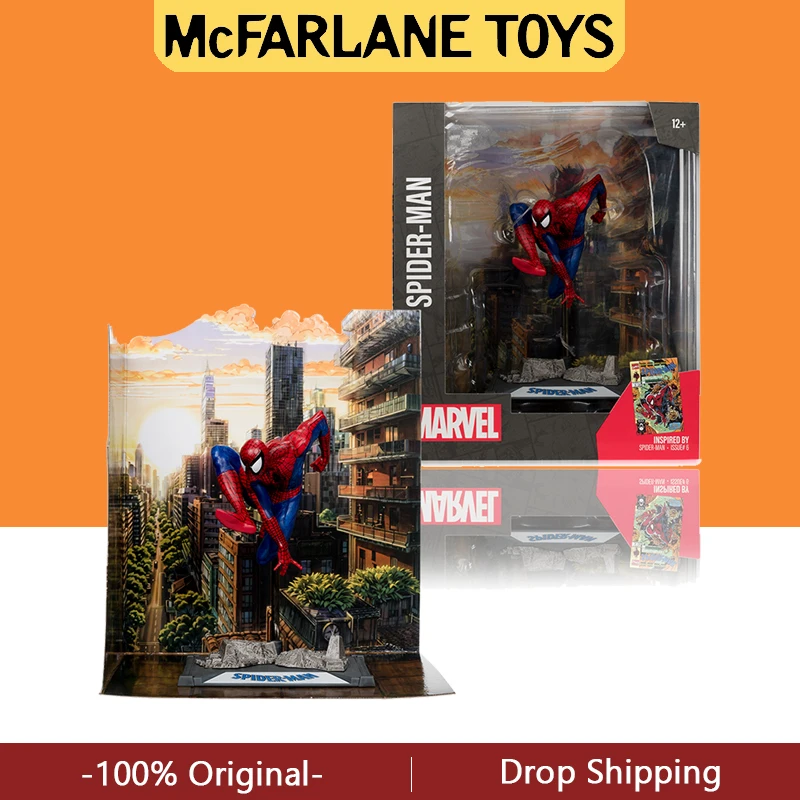 McFarlane Toys MARVEL Spider-Man Spider-Man #6 1:10th Scale Posed Figure w/Scene 18cm Action Figure Garage Collection Kit Model