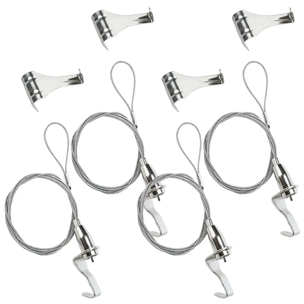 

4 Sets Adjustable Picture Hanging Cord Wire Rope Hooks Steel Wall Mount Heavy Duty Photo Frame Mirror Diy Supplies 0.5M String