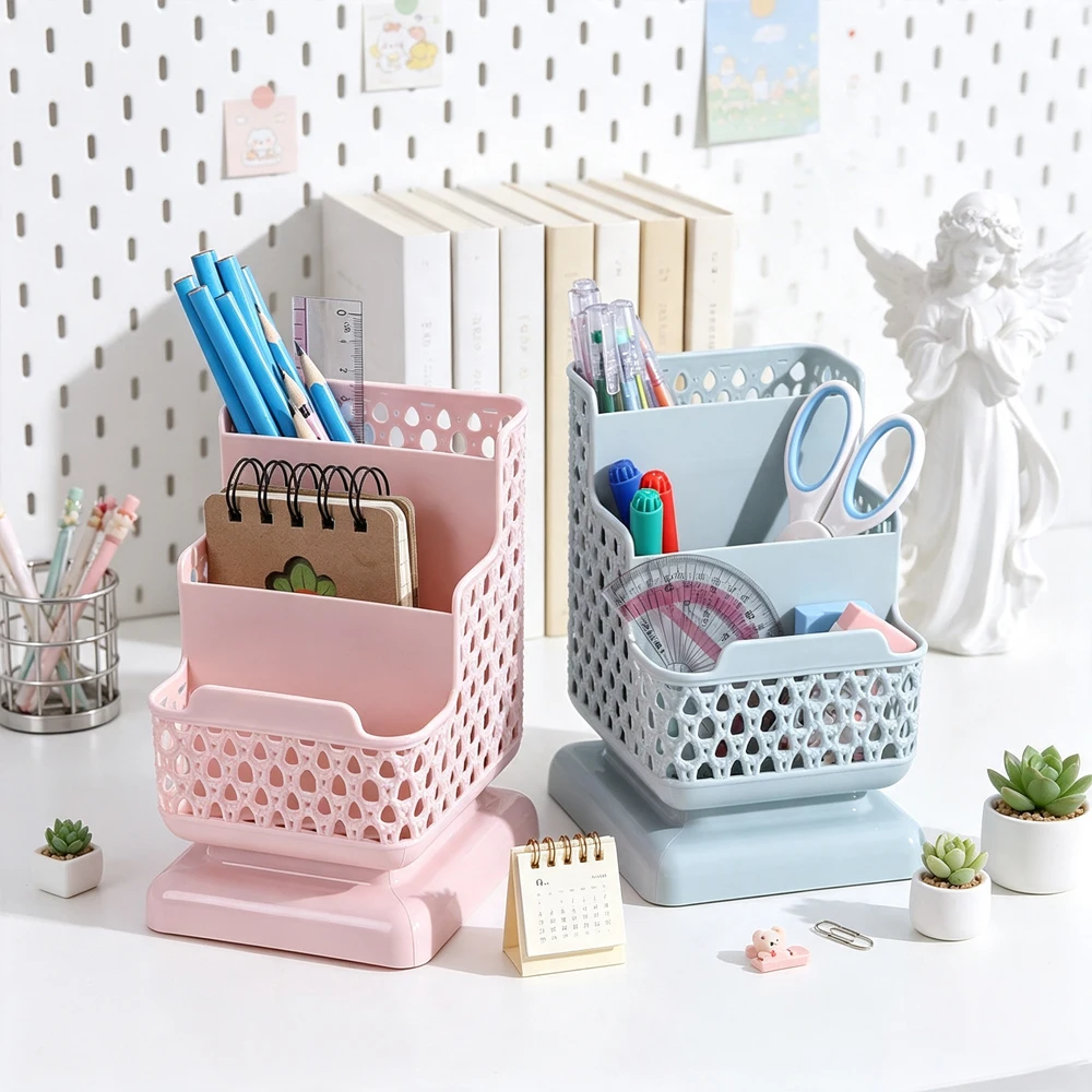 Desktop plastic jewelry storage box with three layers. Suitable for storing bracelets, handbags, office stationery and has multi