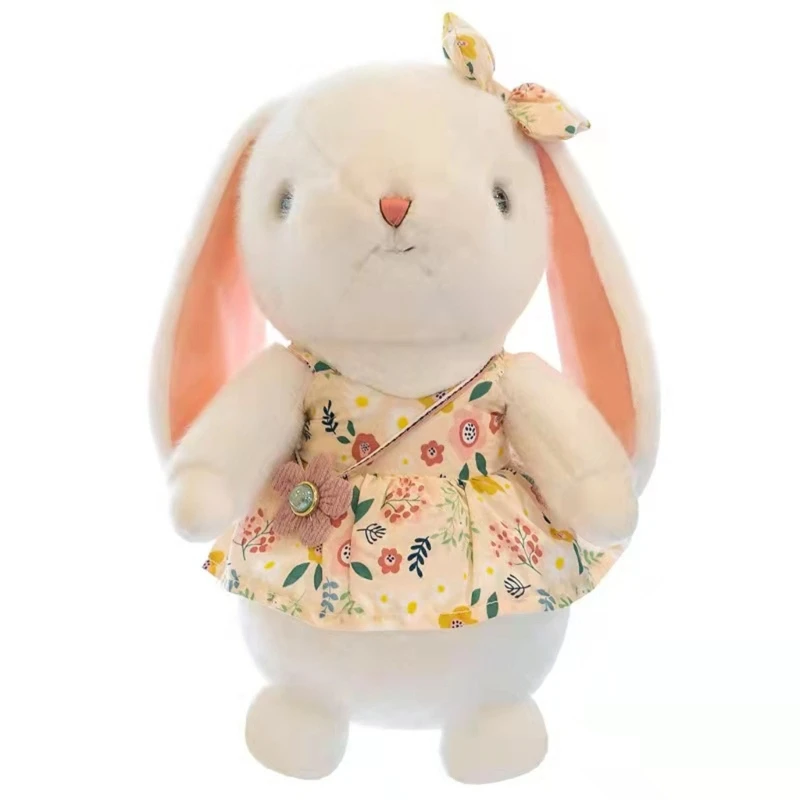 Rabbits Stuffed Animal Soft Plush Toy Bunny with Floral Dress for Kids Boys Girls Birthday Baby Shower Party Favor