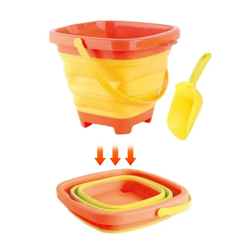 Collapsible Basket Buckets Sand Buckets For Kids With Shovel Foldable Bucket Collapsible Bucket For Kids Toddlers Beach Toys