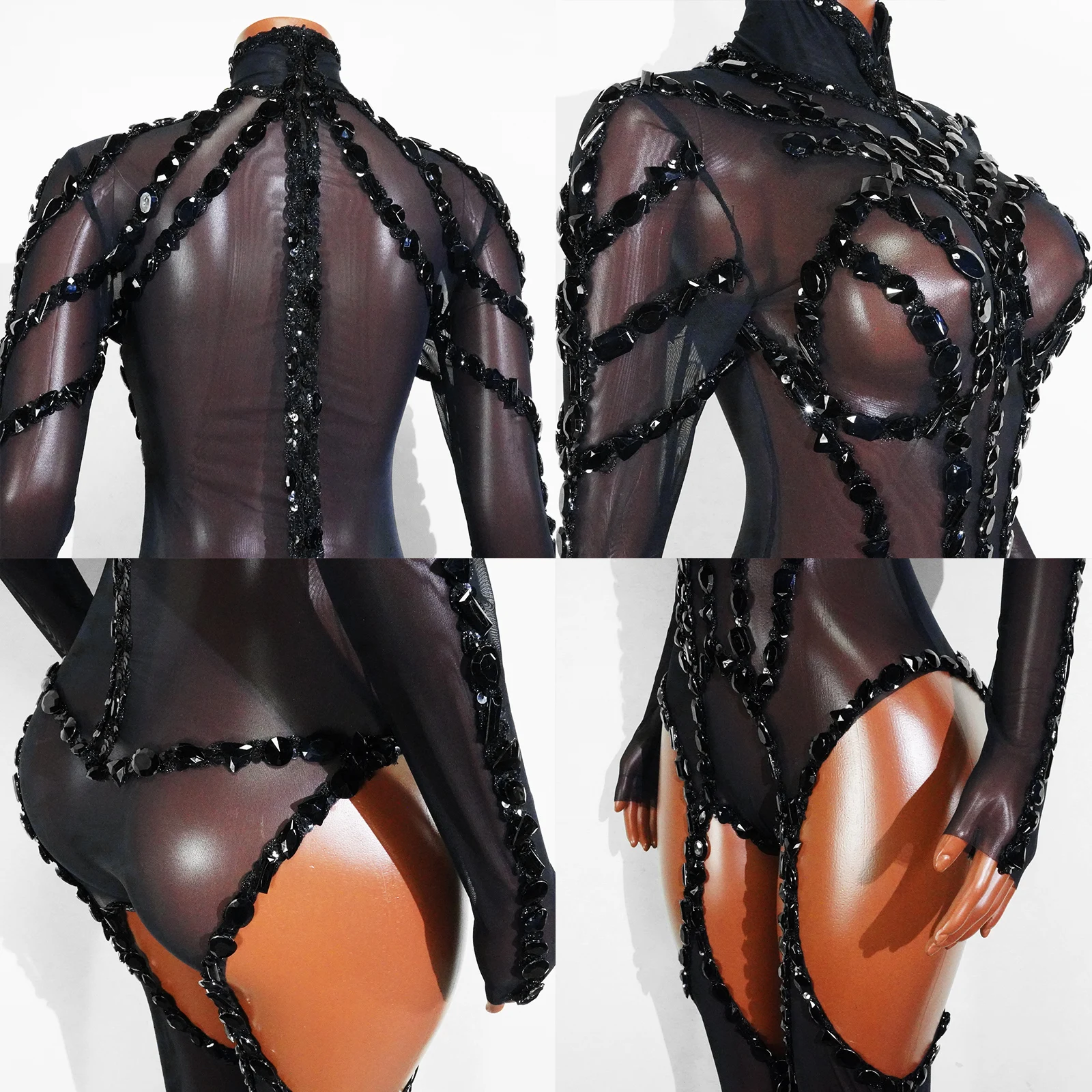 مصمم مثير شبكة سوداء حللا سحب كوينز زي ملهى ليلي المغني القطب الرقص المرحلة ازياء تظهر فتاة أداء الراقصات