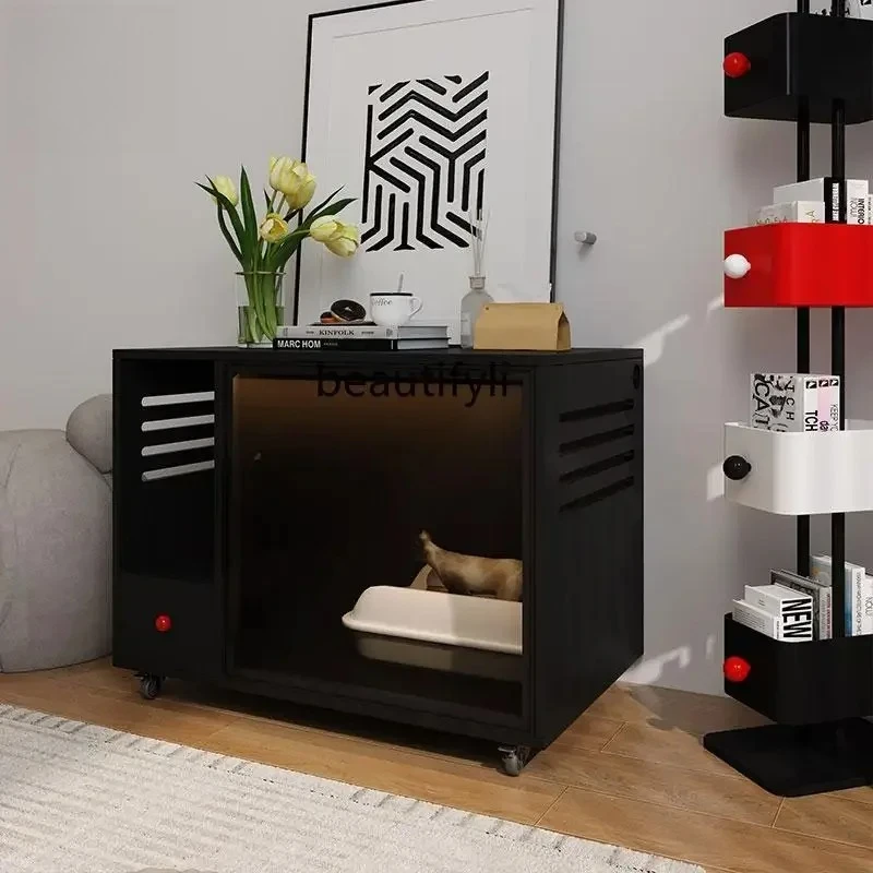 Pet furniture full intelligent fresh air light with 3c tempered glass door cat litter box cat litter cabinet customization