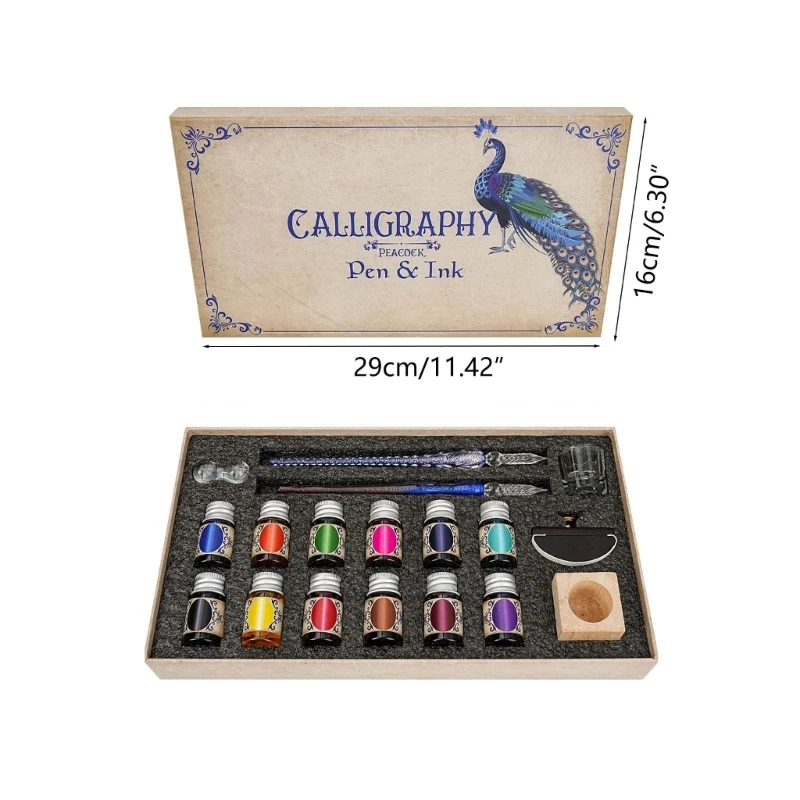 مجموعة قلم حبر ملون زجاجي محمول للمبتدئين كهدية للخط والكبار Y9RF