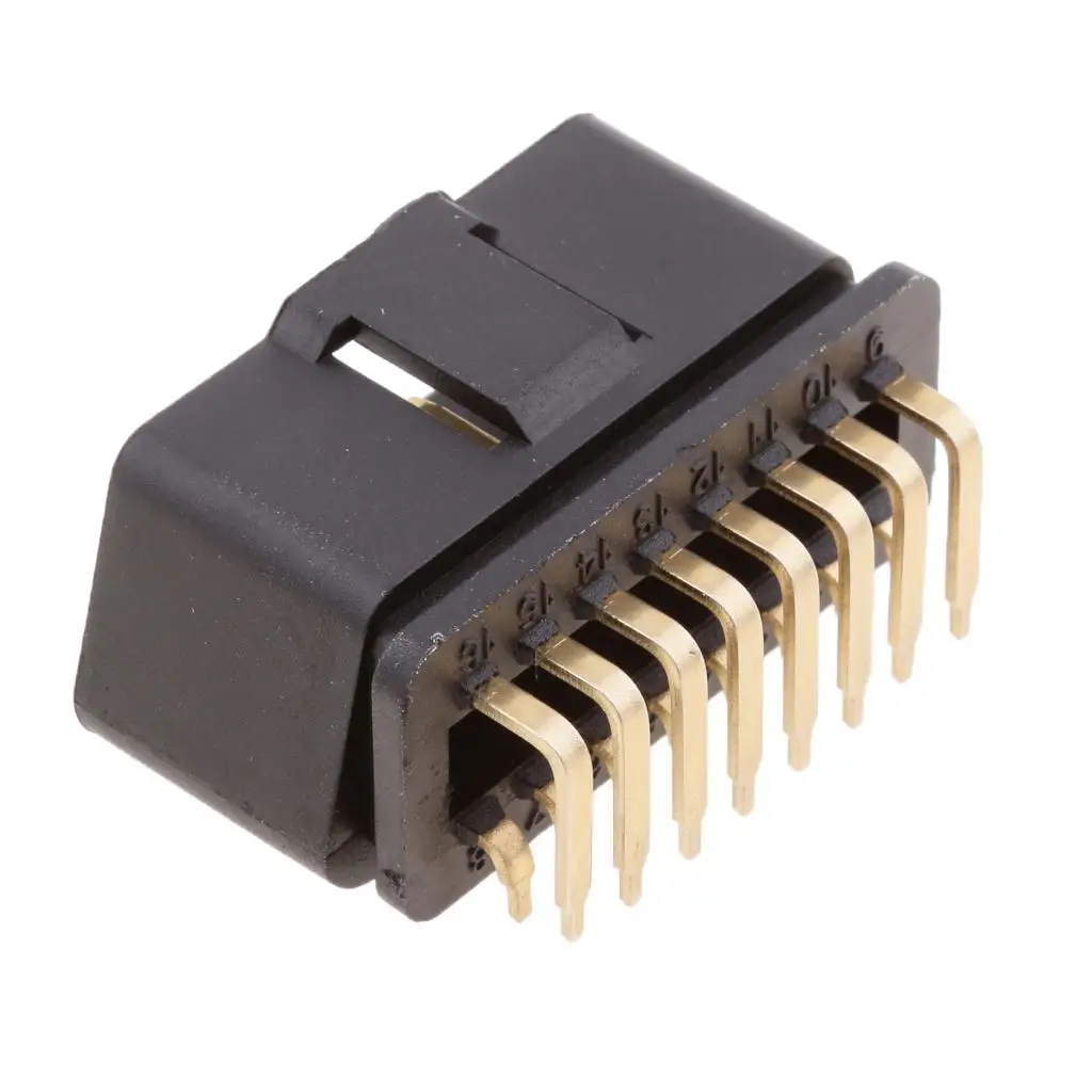 2x 16 PIN OBDII Universal Male 90 Degree Angle Connector for
