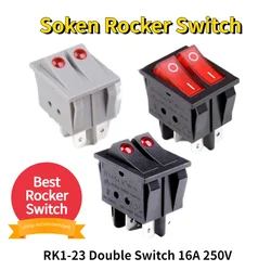 Uniteelec-Soken Red Spot Light DPST ON/Off  Boat Rocker Switch RK1-23(N) 6 Pins 16A/250V UL TUV List