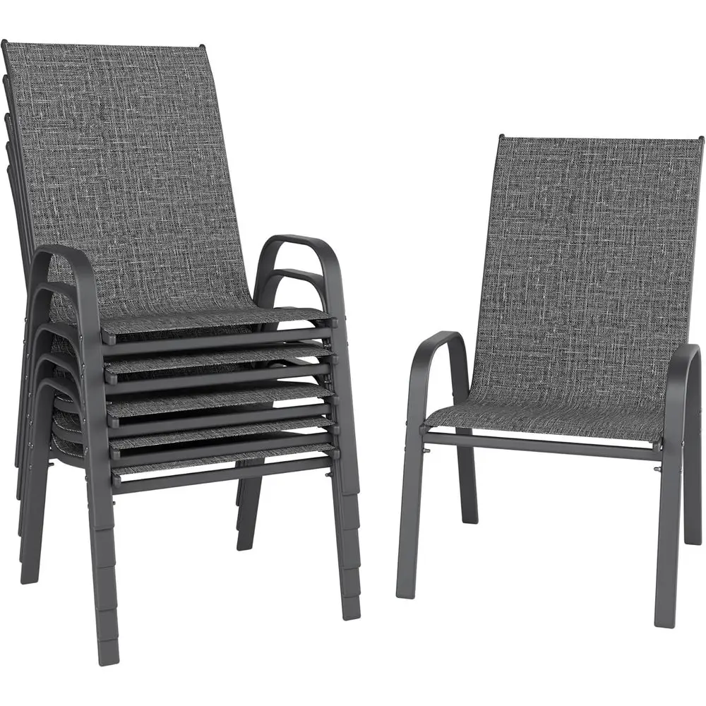 Patio Chairs Set o 6, Stackable Outdoor Dining Chairs or All Weather, Metal ern Outside urniture Chair or Pool Side, Garden, Bac
