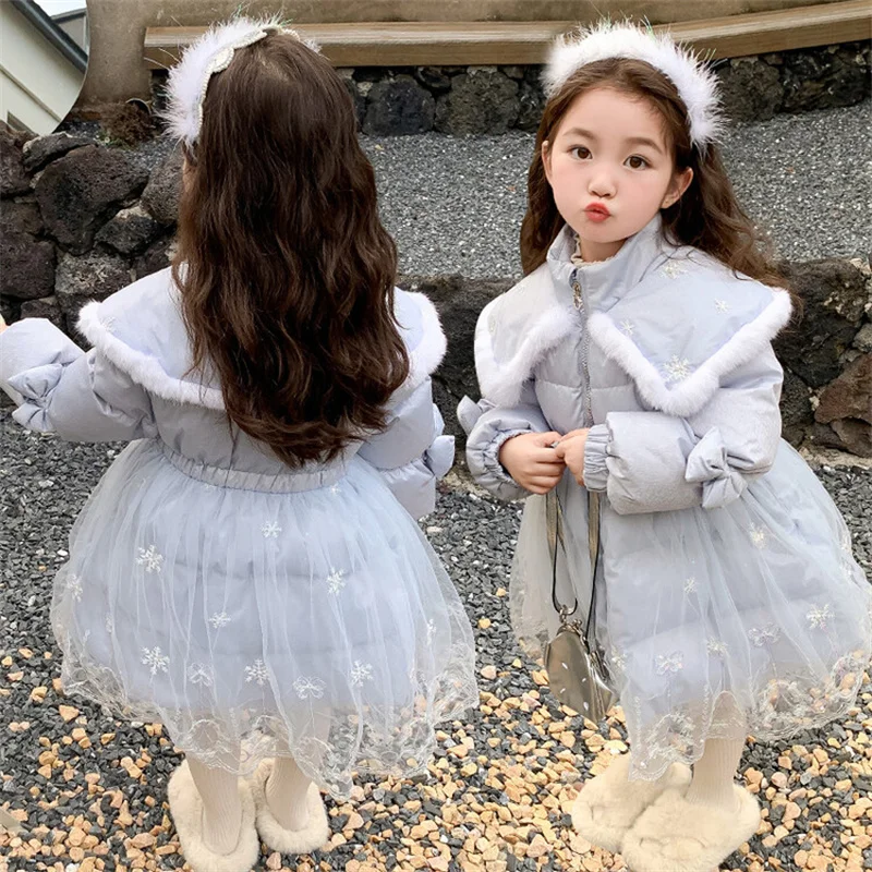 

Girls Coat Winter Children Princess Girls Outerwear Parkas Coat Kids Girl Cotton-padded Jacket Clothes Girls Sweet Outfits