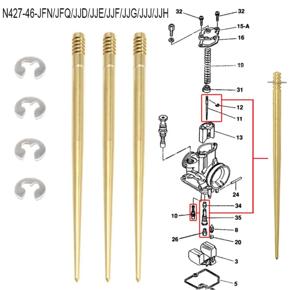 

Copper Carburetor Oil Needle N427-46-JFN/JFQ/JJD/JJE/JJF/JJG/JJJ/JJH Jet Needle Universal for PWK21-34 PE26 PE28