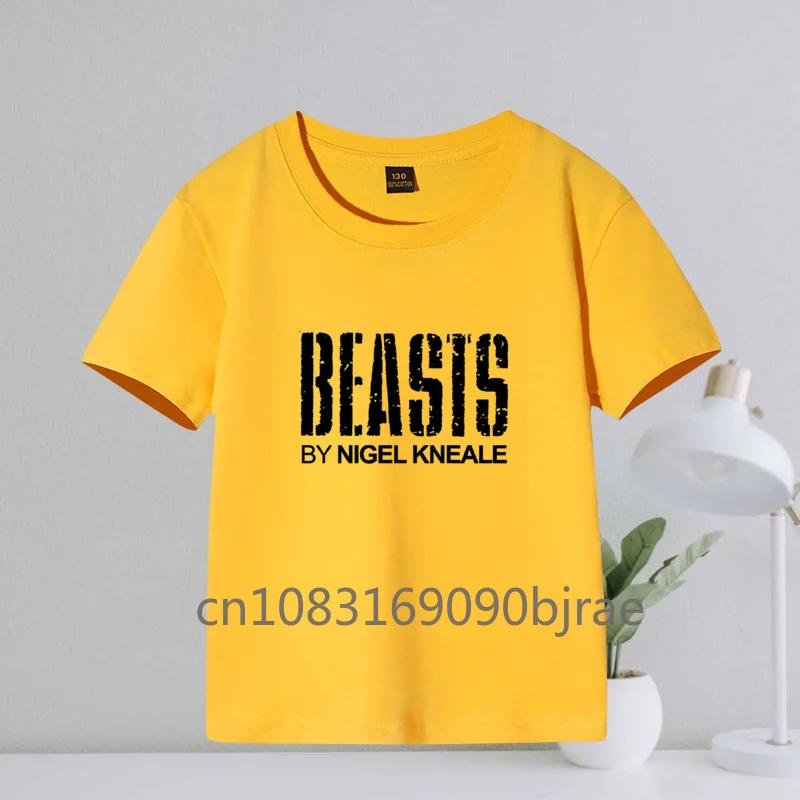 Summer kids Street style BEASTS Letter Print Boys Gilrs 100% Cotton T-shirt Fashion Round Neck Short Sleeve Trend Children Tops