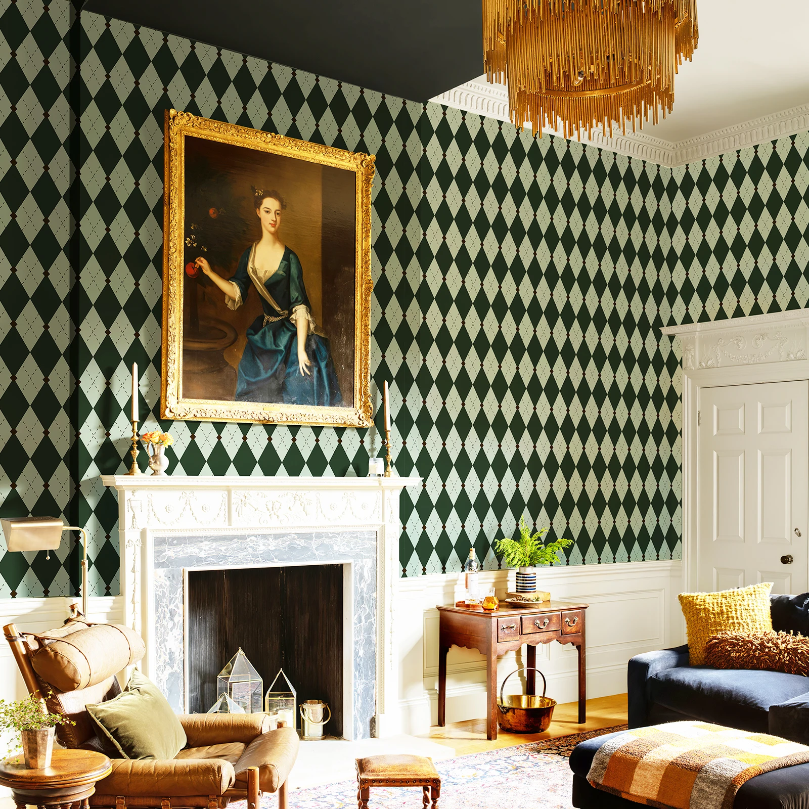 Green Mosaic Checkerboard Wallpaper Modern Removable Vinyl Wallpape r for Shelf Linings,Classroom Cupboards,