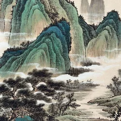 Antique Famous Celebrities Calligraphy and Painting Ming Tang Yin Songyan Yuchuan Middle Hall Painting Antique Living Room Hangi