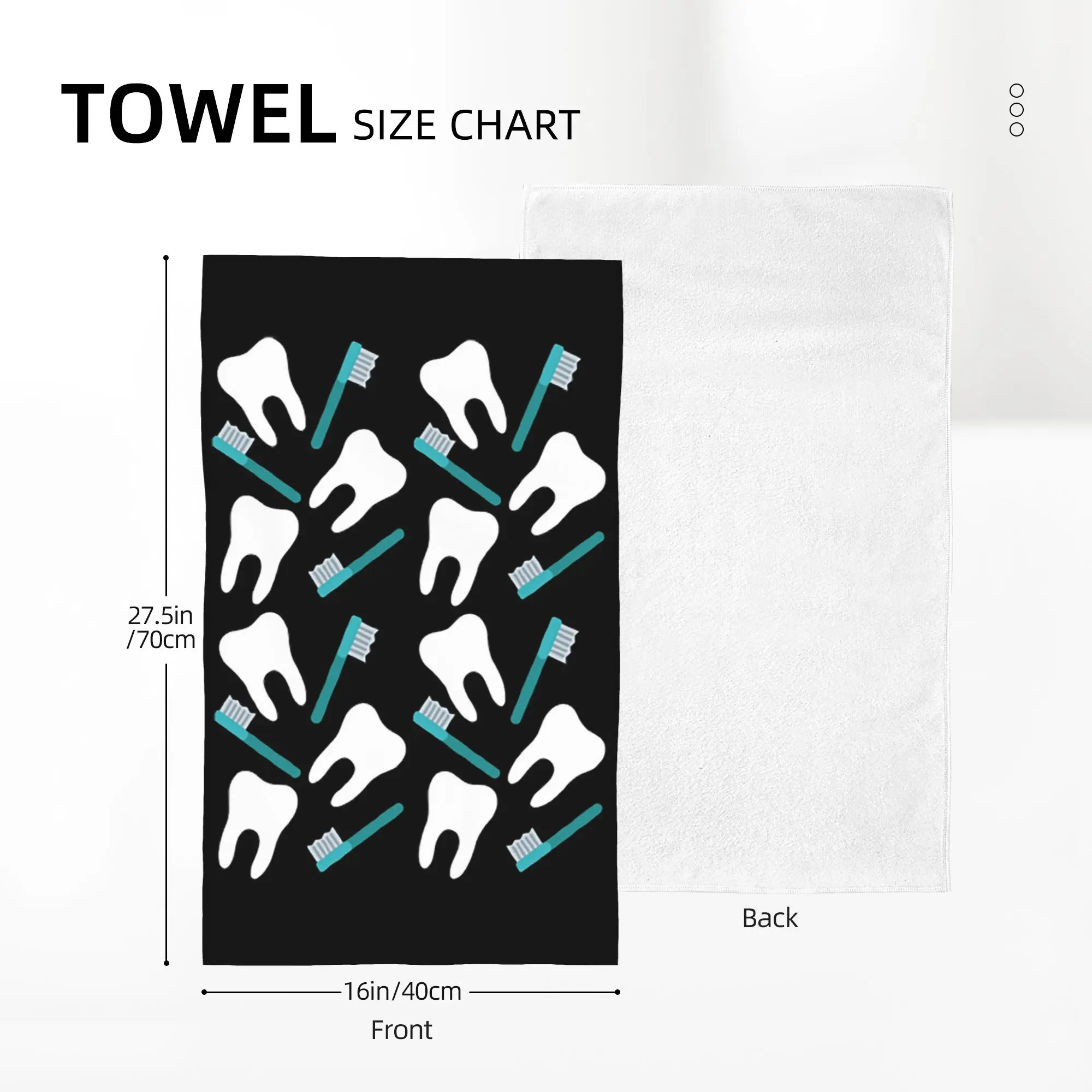 Custom Funny Dental Definitions White Tooth Pattern- Funny Dentist Soft Face Towel Quick Dry Pool Bath Cotton Towels Breathable