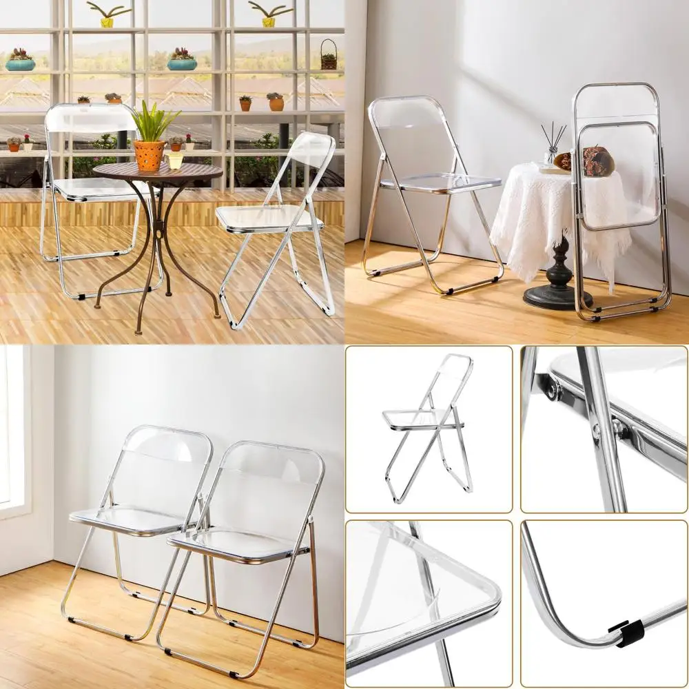 

Clear Acrylic Stackable Dining Chairs - Modern Transparent Folding Seats for Home and Outdoor Events