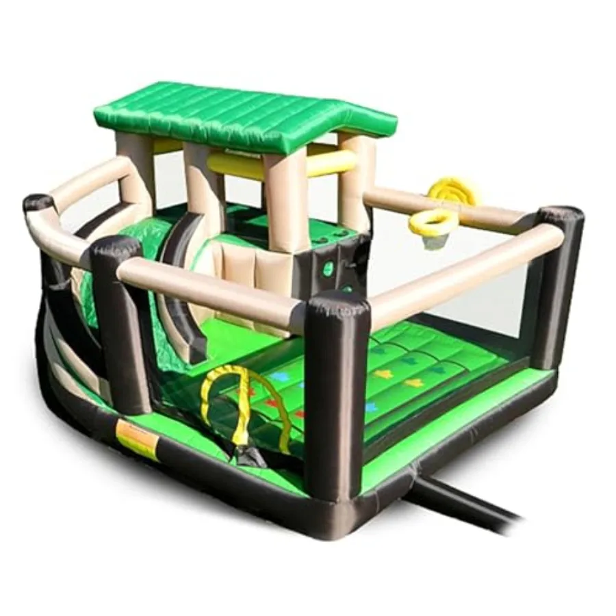 

7-in-1 Inflatable Bounce House with Climbing Wall Slide Soccer Goal Basketball Hoop Durable PVC Outdoor Indoor Bounce House Fas