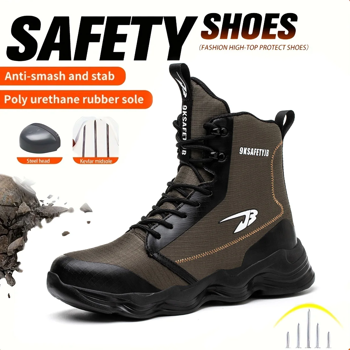 Fashionable breathable anti-smash and anti-puncture safety shoes