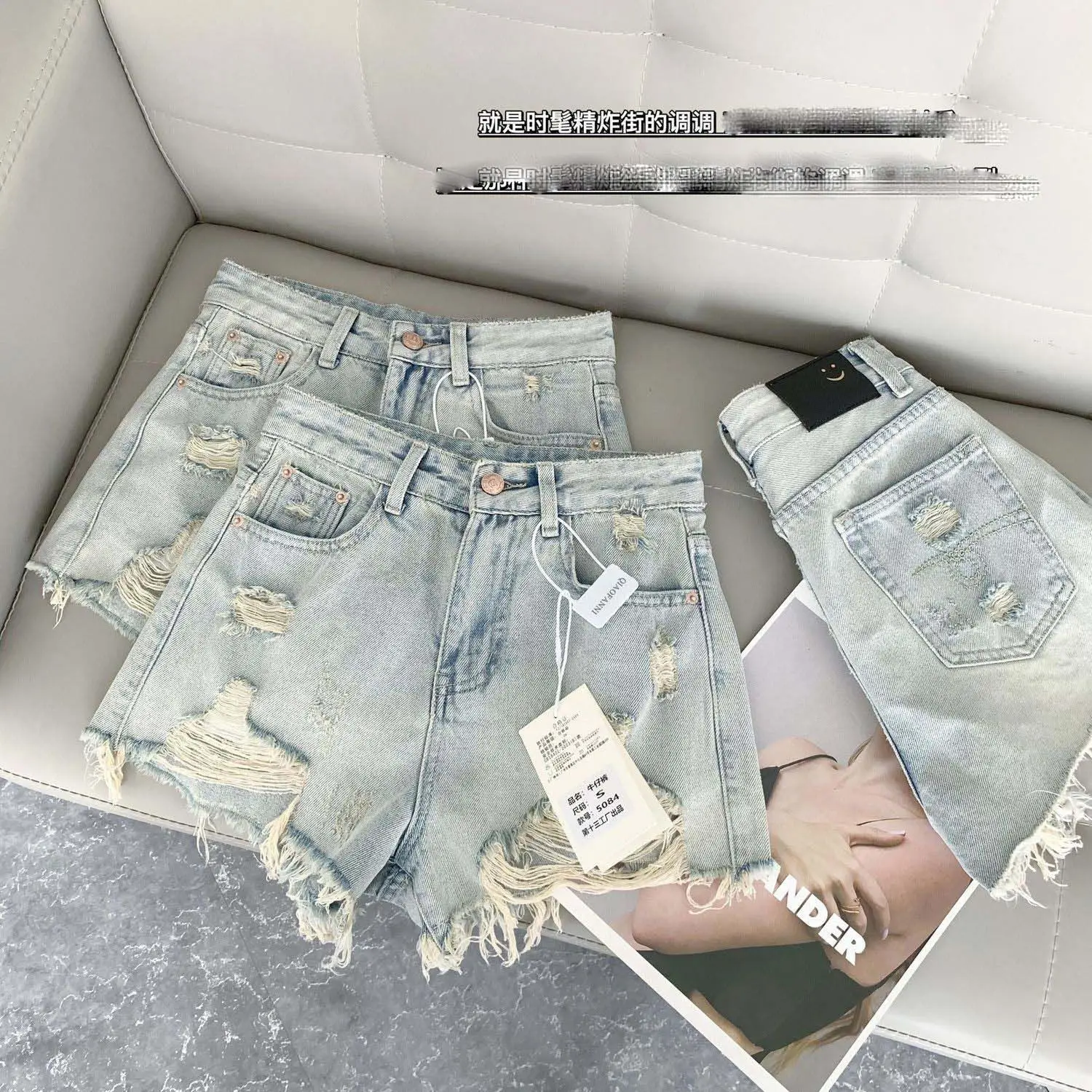 

Women's light Blue Casual Denim Short Pants Y2K Harajuku High Street Aesthetic Fashion Retro Thin Jeans Shorts Clothing 2026 New