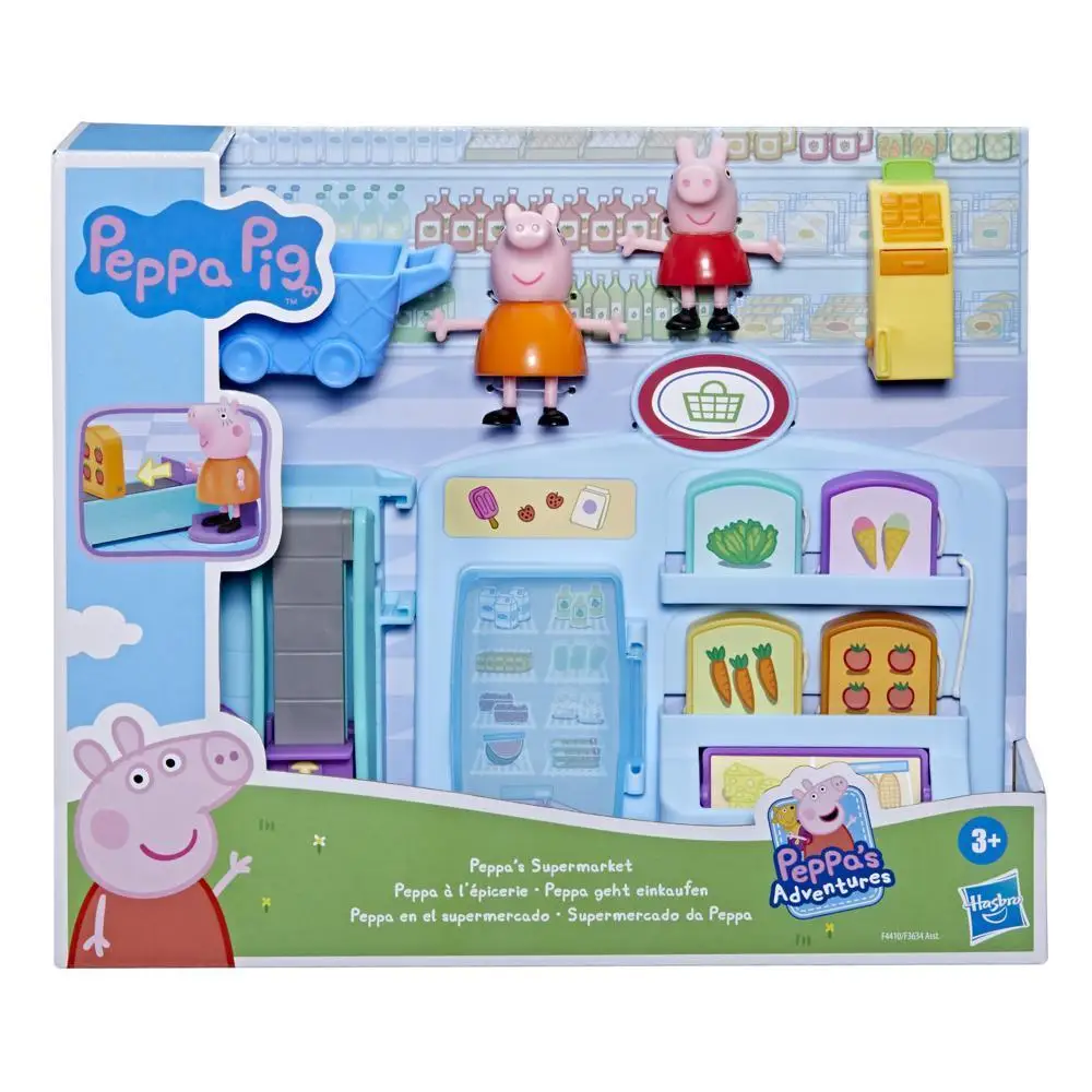 Peppa’s Adventures Peppa’s Supermarket Children Playset Preschool Toy Cartoon Animal Model Anime Action Figure Birthday Gift Toy